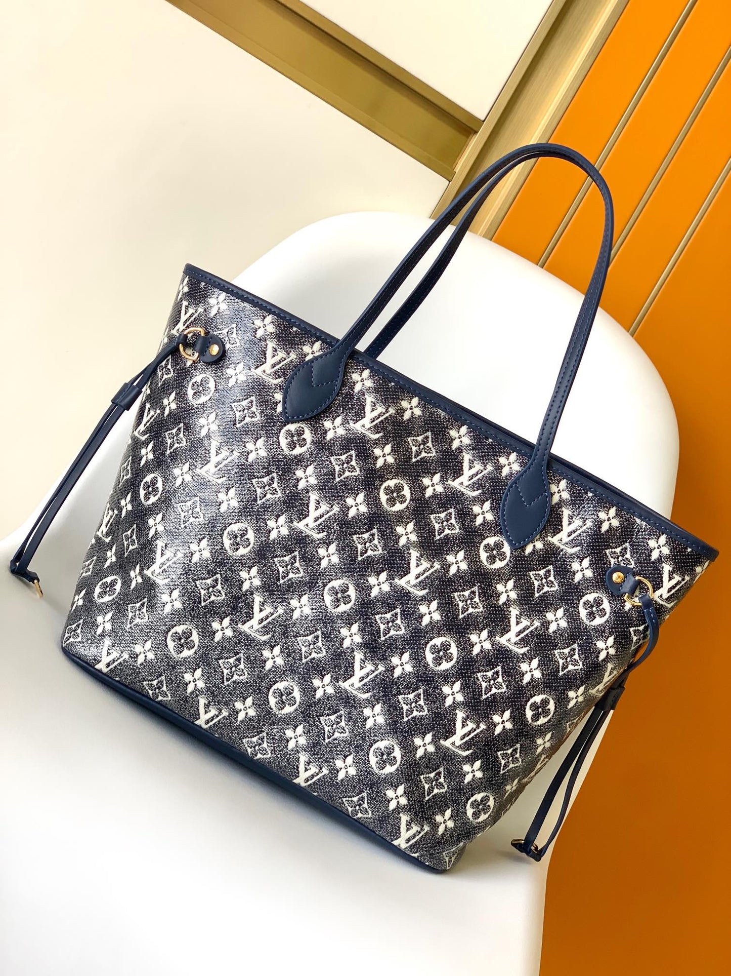 Louis Vuitton Neverfull MM Monogram Jacquard Denim Tote Bag - Blue