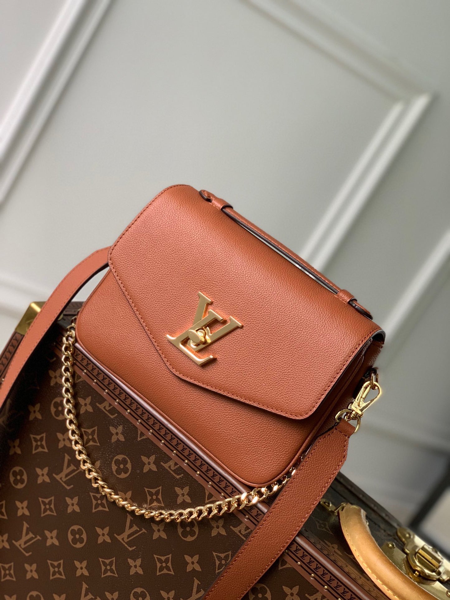 Louis Vuitton Lockme Tender Cognac Grained Calfskin Leather Crossbody Bag