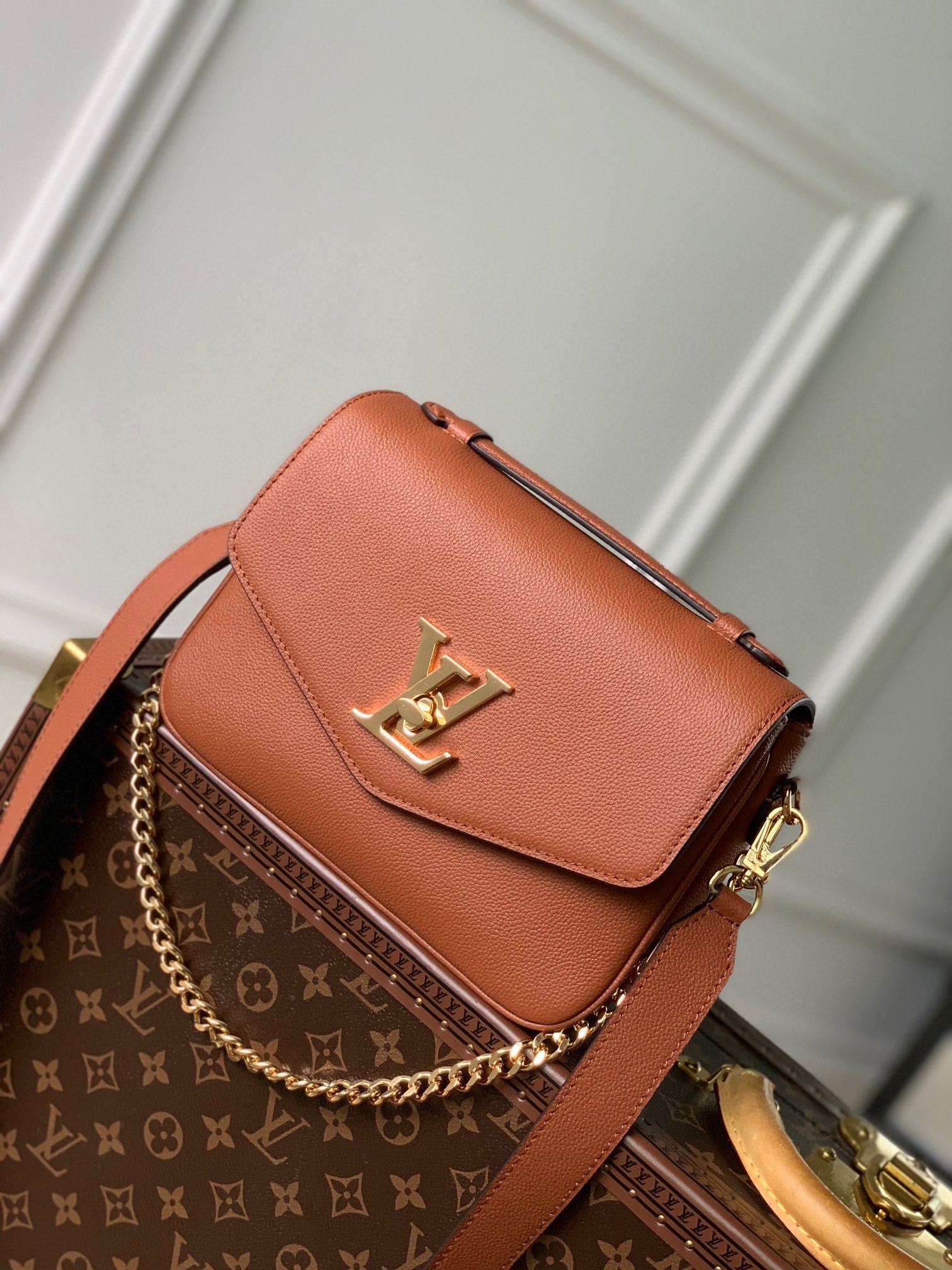 Louis Vuitton Lockme Tender Cognac Grained Calfskin Leather Crossbody Bag