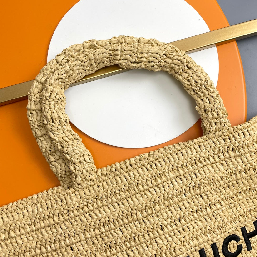 Saint Laurent Rive Gauche Raffia Tote Bag - Natural Beige Summer Handbag