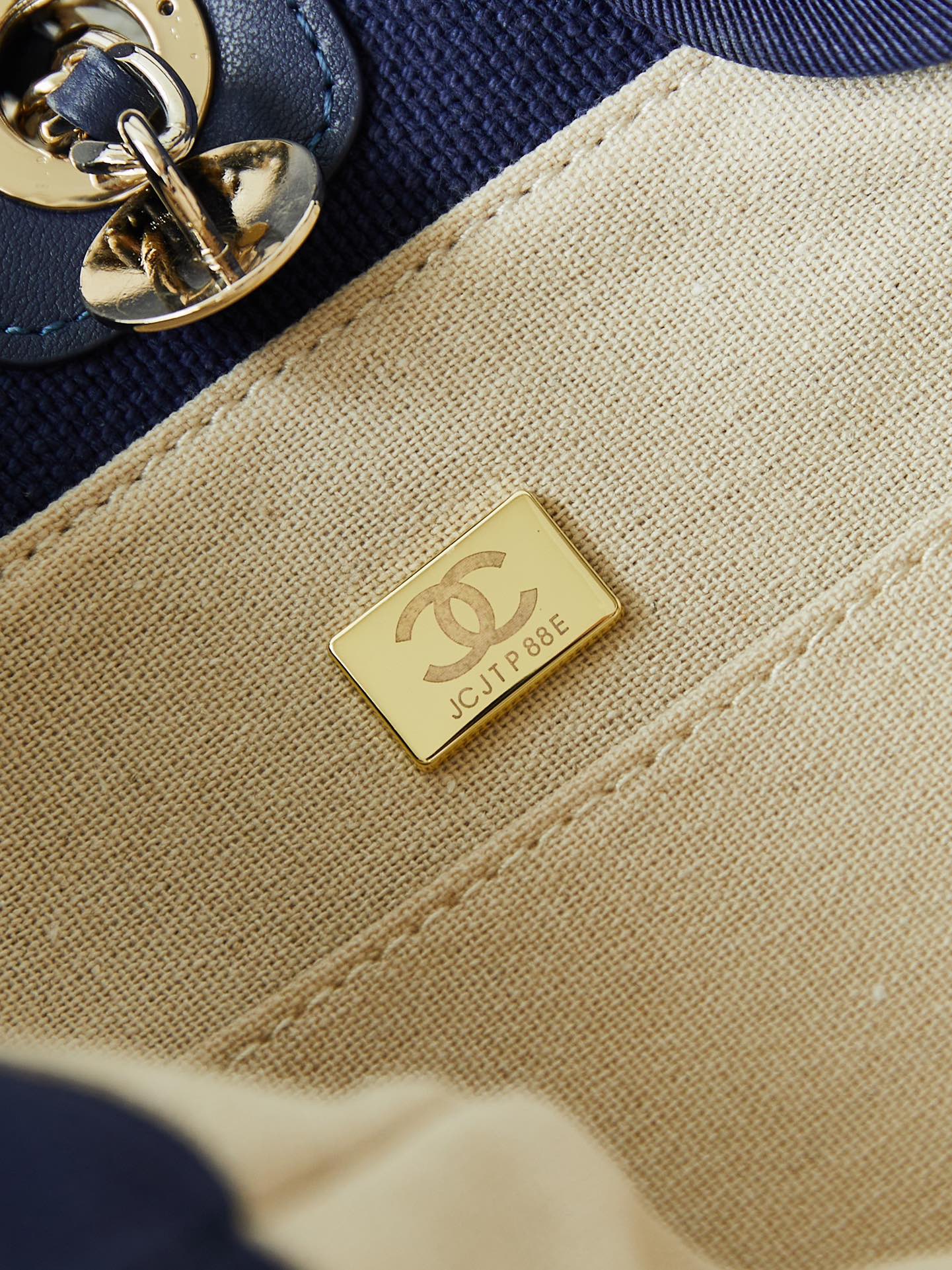 Chanel Deauville Medium Canvas Tote Bag - Navy Blue with Silver-Tone Hardware