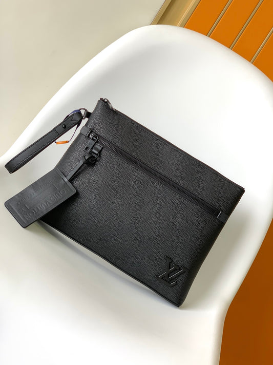 Louis Vuitton Men's Alpha Clutch - Black Taiga Leather Pouch