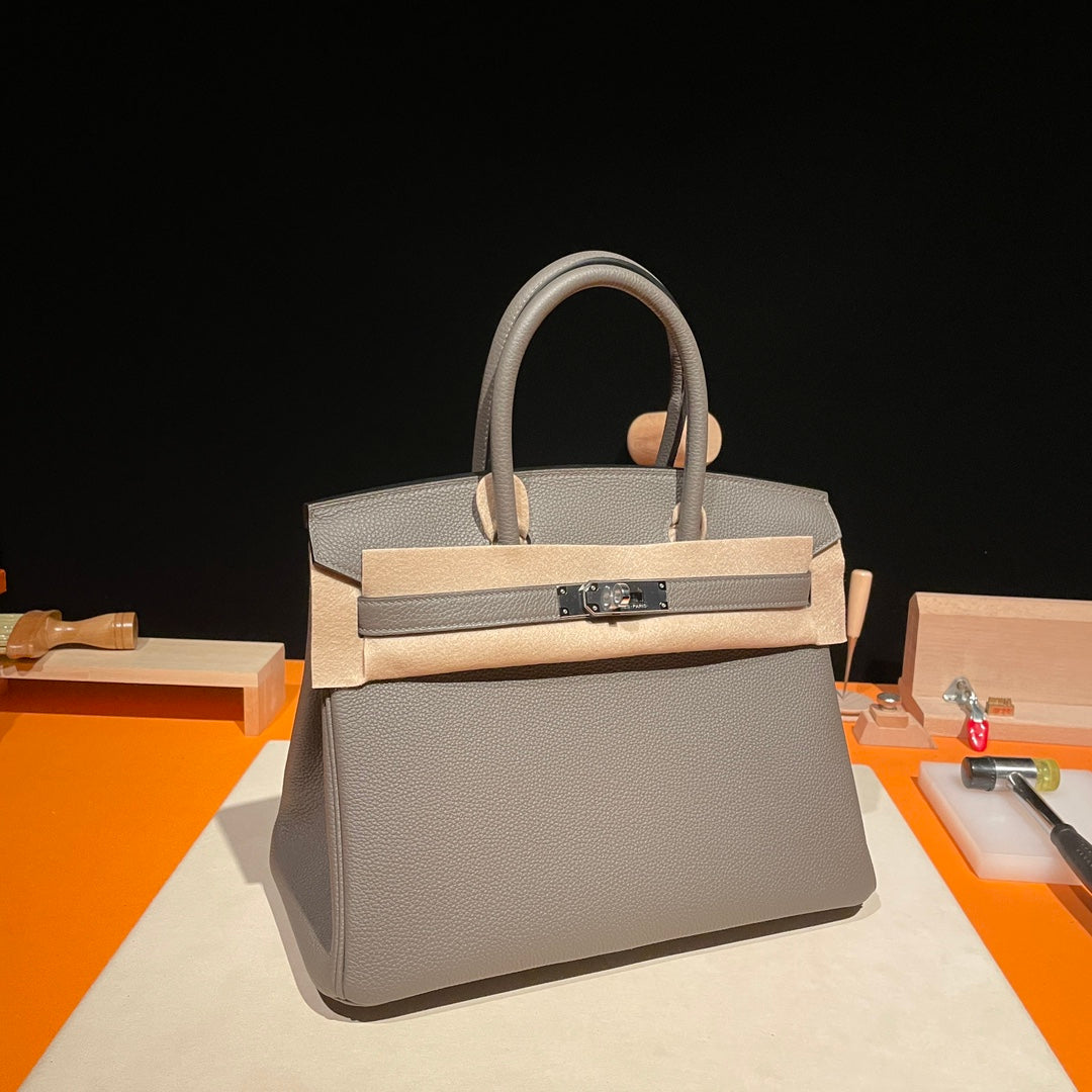 Hermès Birkin 25 Handbag in Etoupe Grey Togo Leather with Palladium Hardware