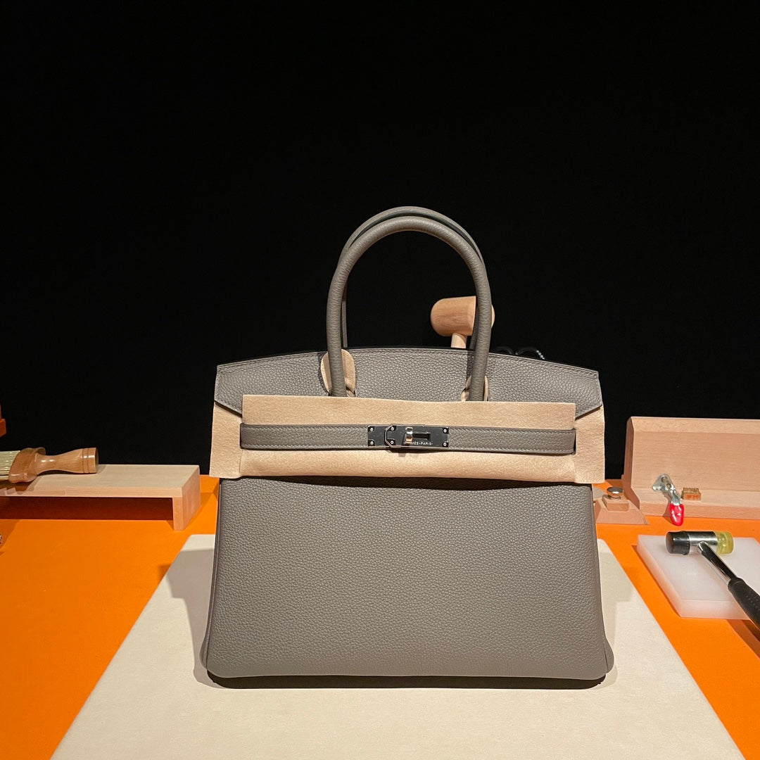 Hermès Birkin 25 Handbag in Etoupe Grey Togo Leather with Palladium Hardware