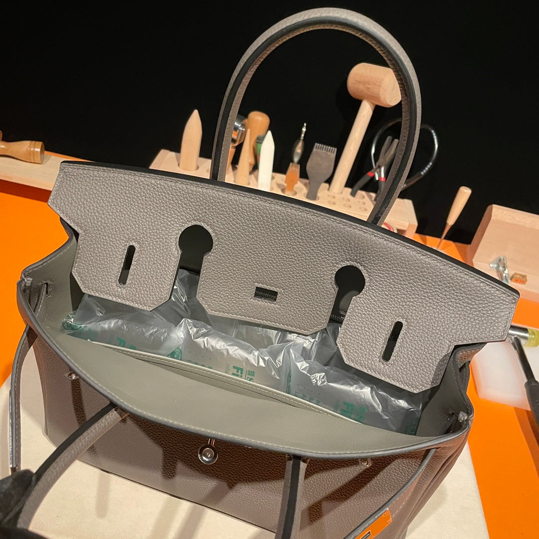 Hermès Birkin 25 Handbag in Etoupe Grey Togo Leather with Palladium Hardware