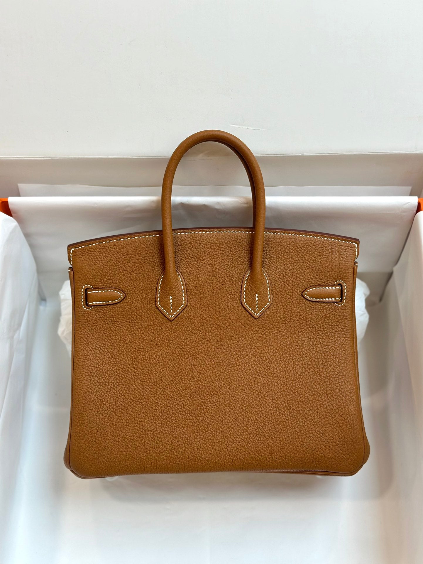 Luxury Tan Leather Handbag - Classic Top Handle Tote Bag with Silver Hardware