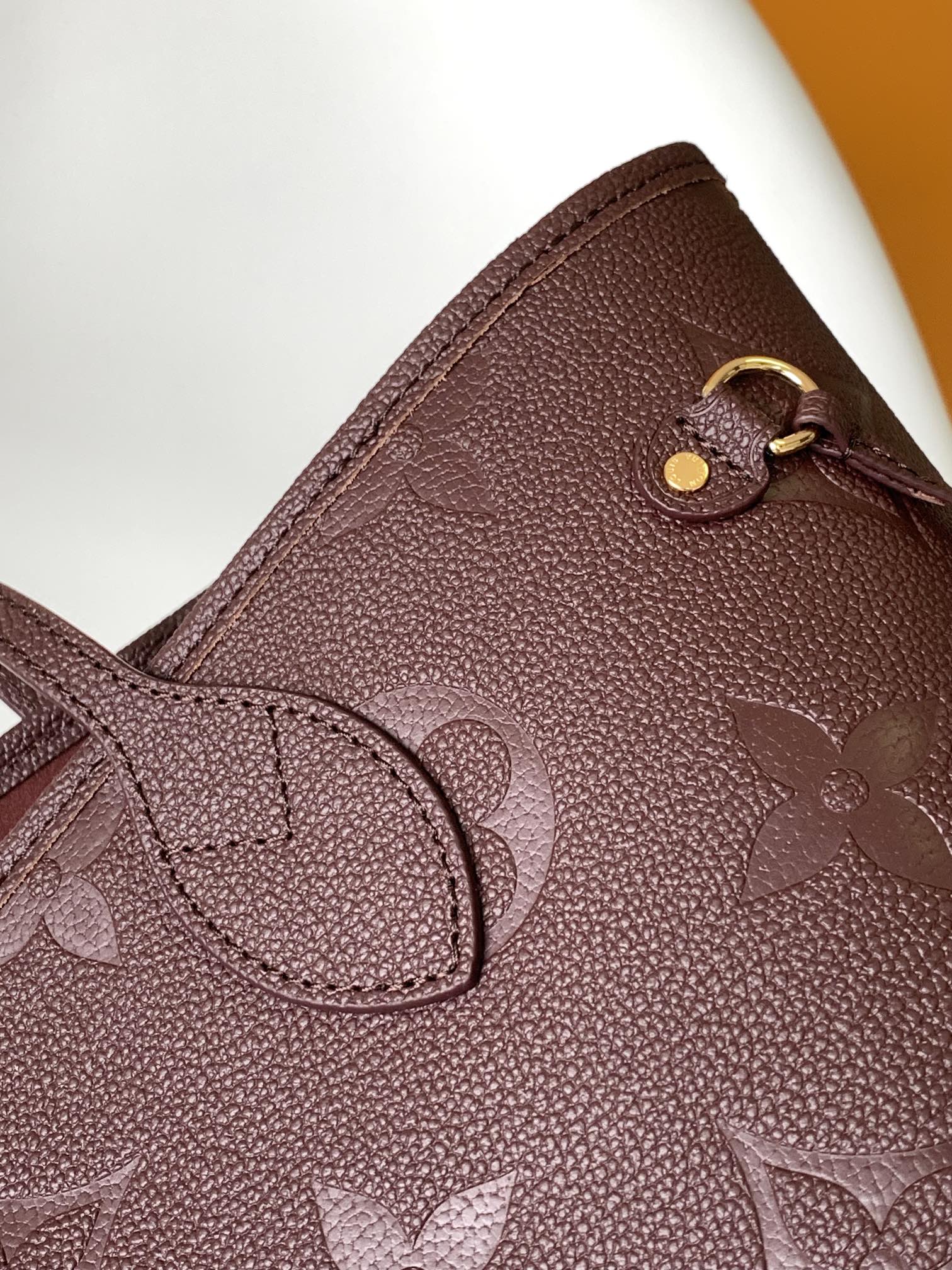 Louis Vuitton Neverfull MM Monogram Empreinte Leather Tote Bag - Burgundy