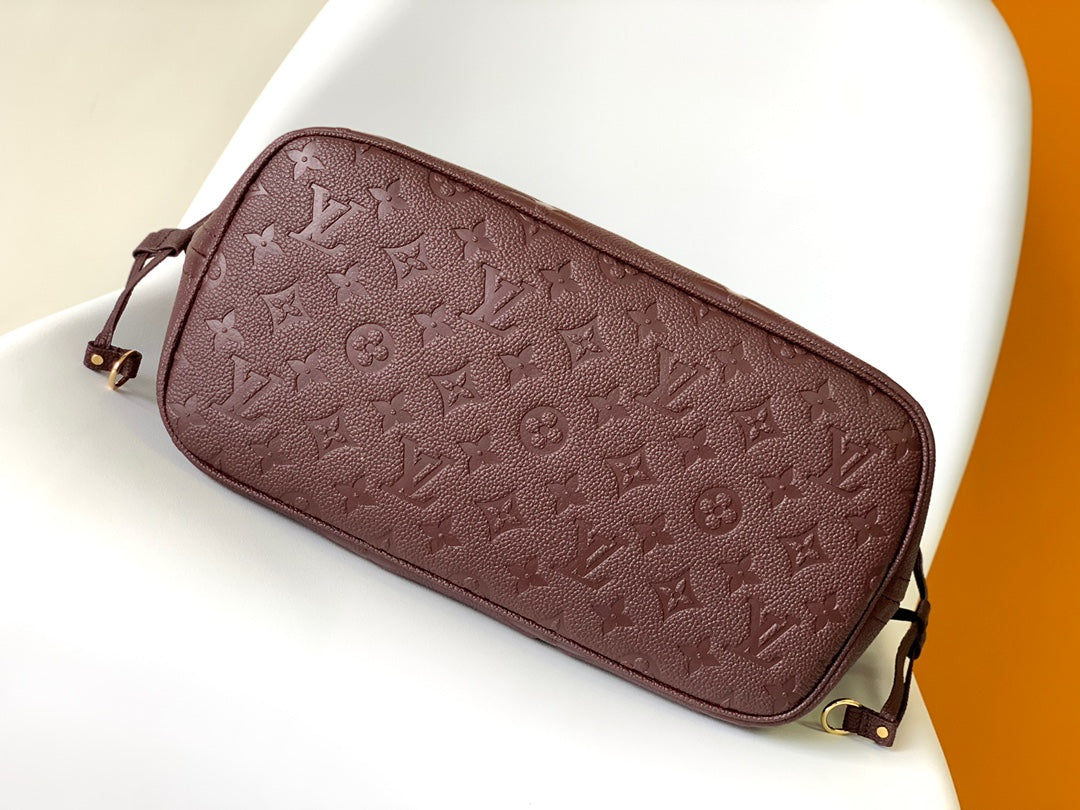 Louis Vuitton Neverfull MM Monogram Empreinte Leather Tote Bag - Burgundy