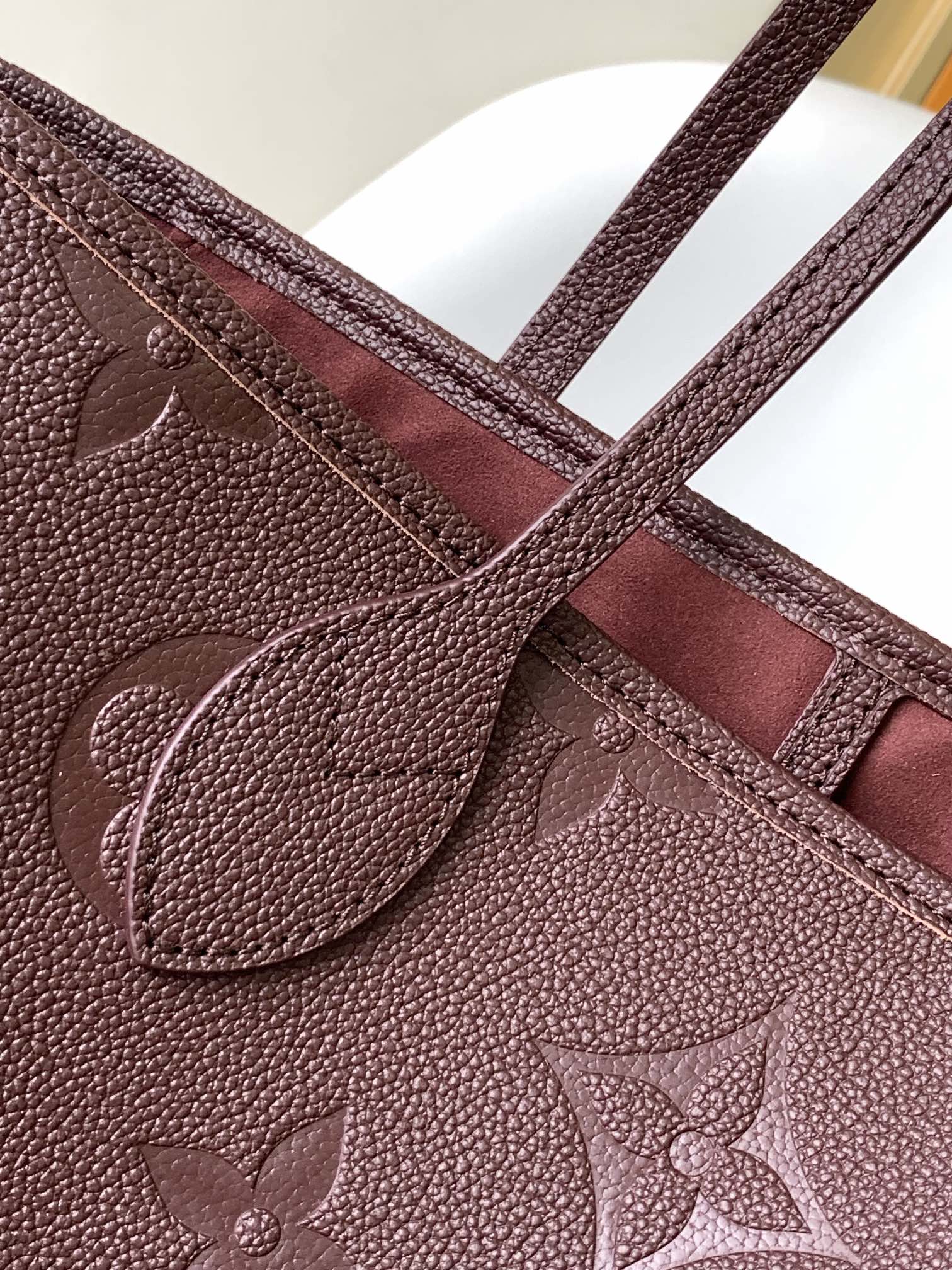 Louis Vuitton Neverfull MM Monogram Empreinte Leather Tote Bag - Burgundy