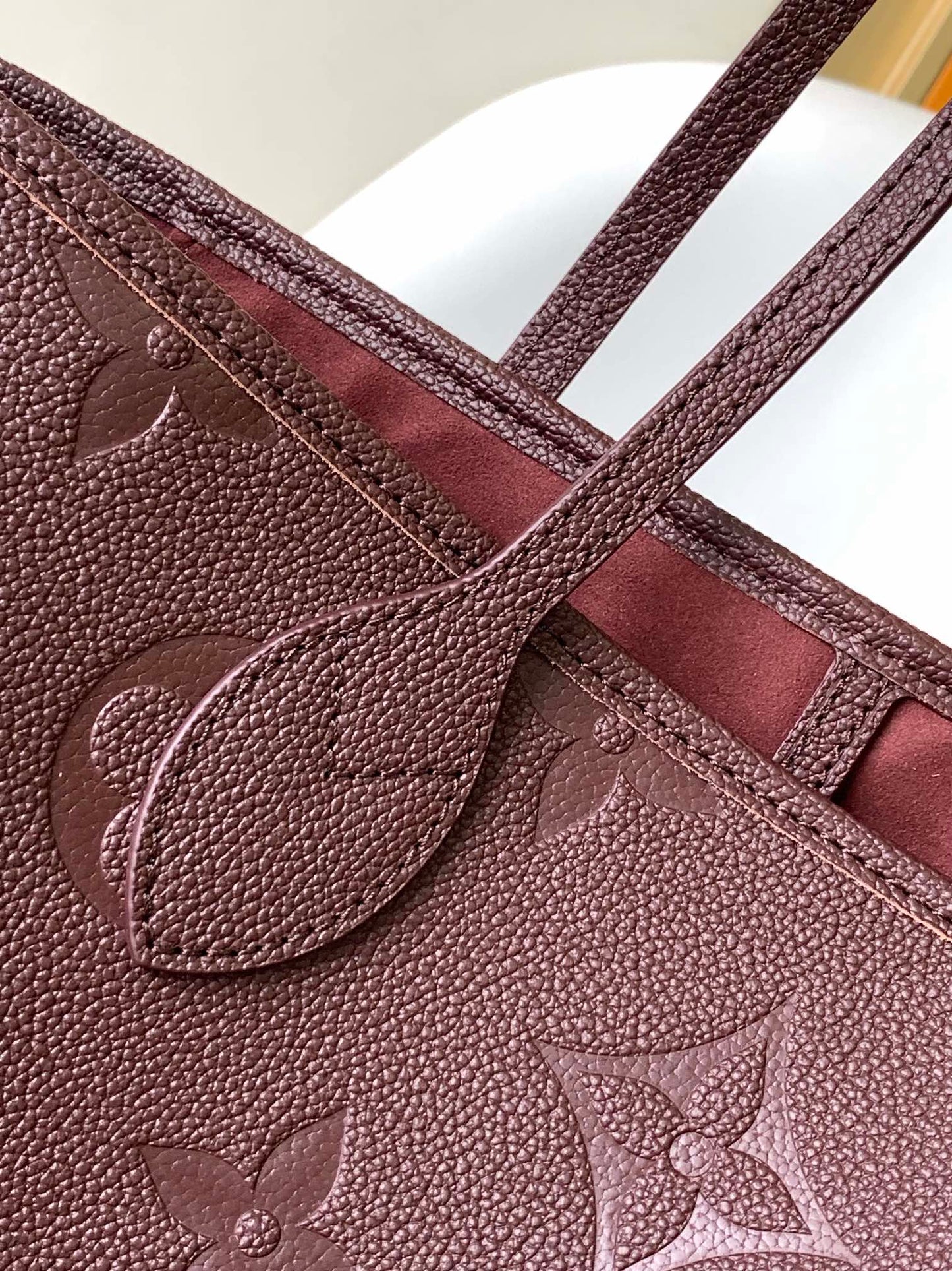 Louis Vuitton Neverfull MM Monogram Empreinte Leather Tote Bag - Burgundy