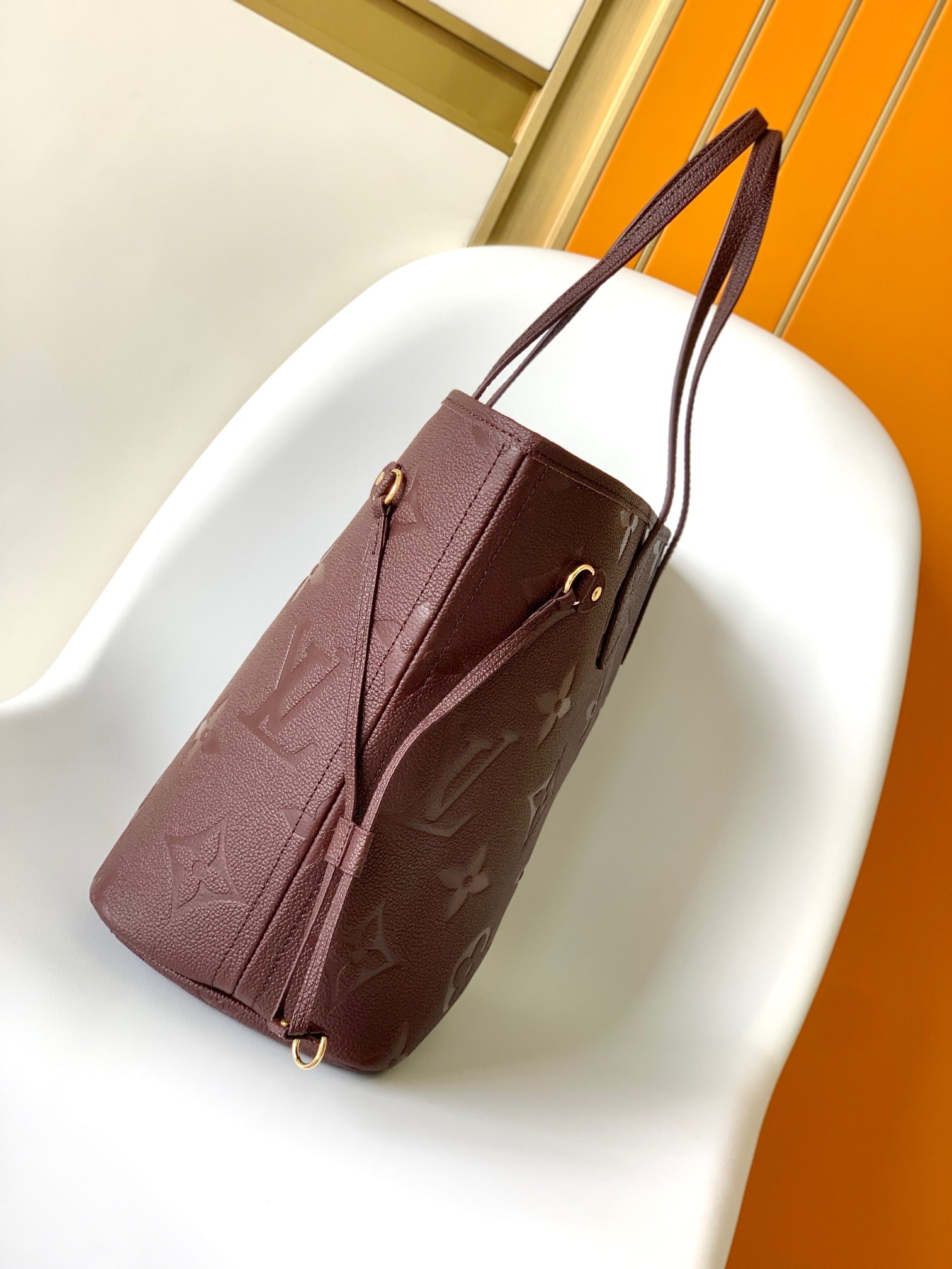 Louis Vuitton Neverfull MM Monogram Empreinte Leather Tote Bag - Burgundy