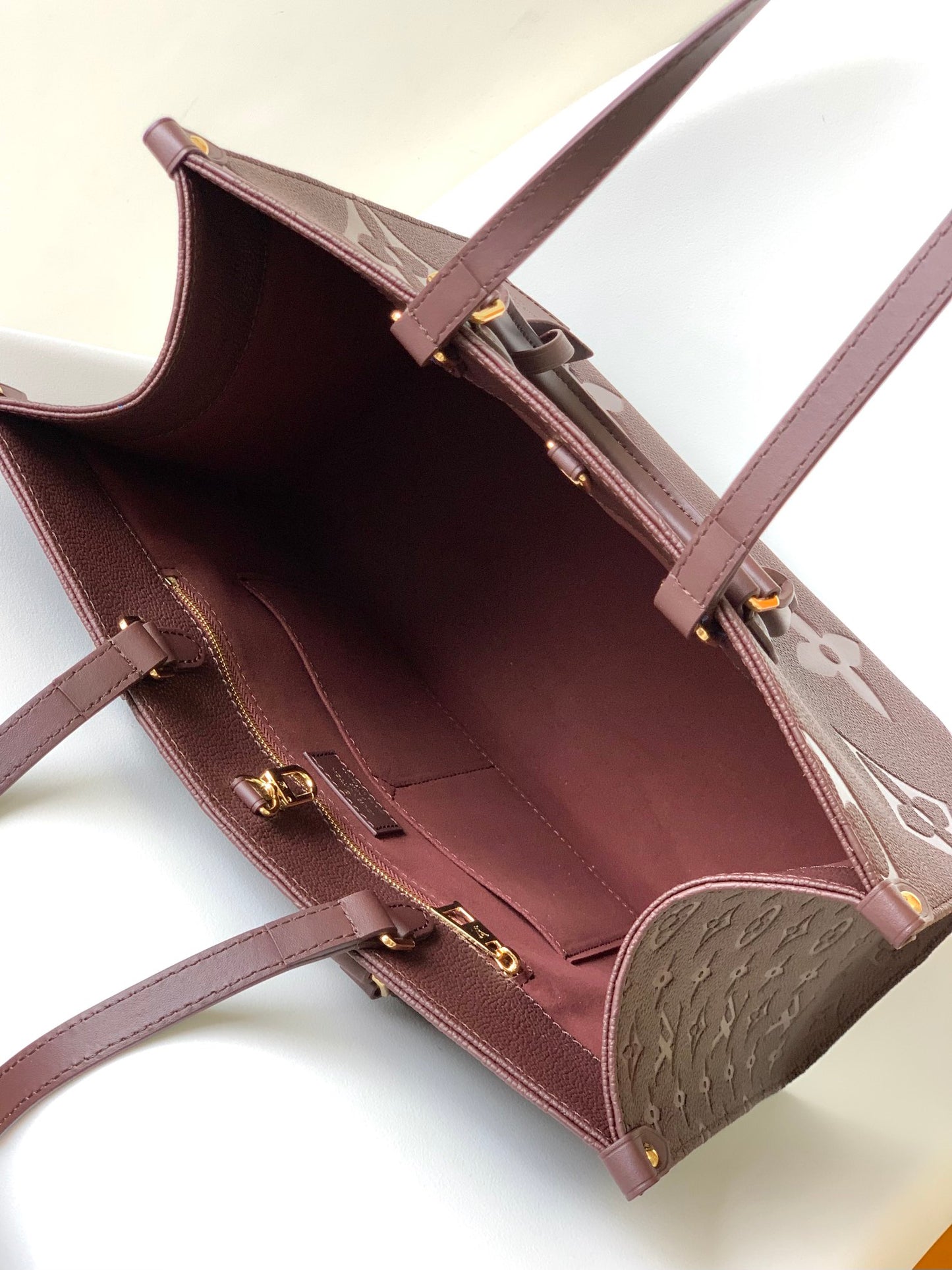 Louis Vuitton Onthego MM Monogram Empreinte Leather Tote Bag - Wine/Burgundy