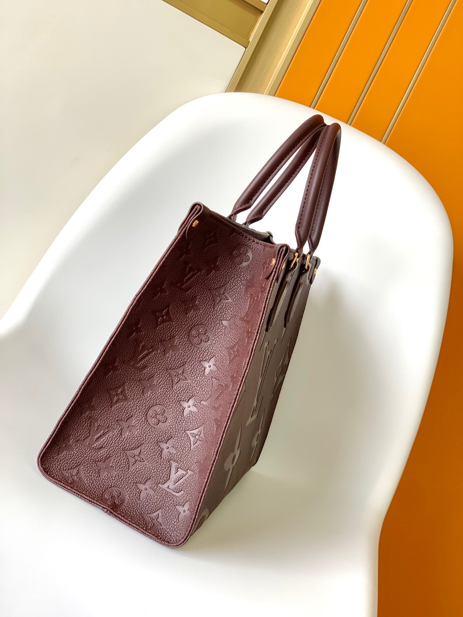 Louis Vuitton Onthego MM Monogram Empreinte Leather Tote Bag - Wine/Burgundy