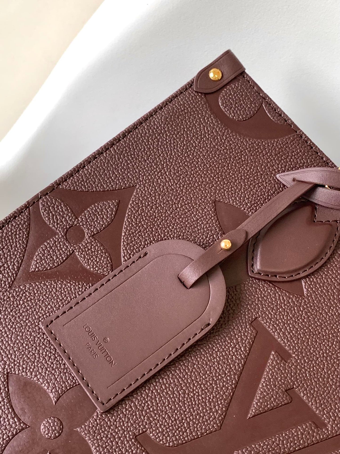 Louis Vuitton Onthego MM Monogram Empreinte Leather Tote Bag - Wine/Burgundy