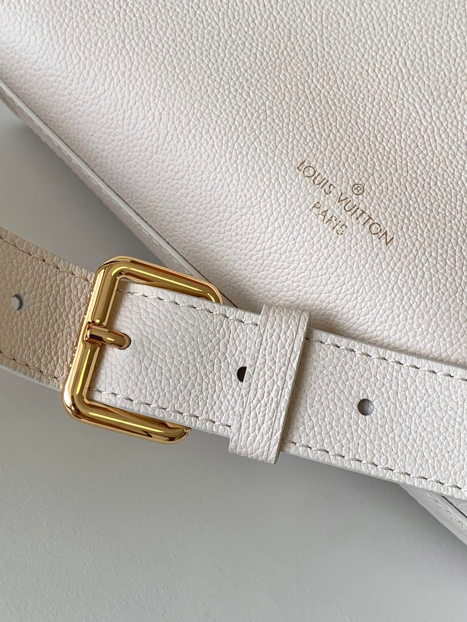 Louis Vuitton Lockme Shopper Grained Calfskin Leather Tote Bag - Beige