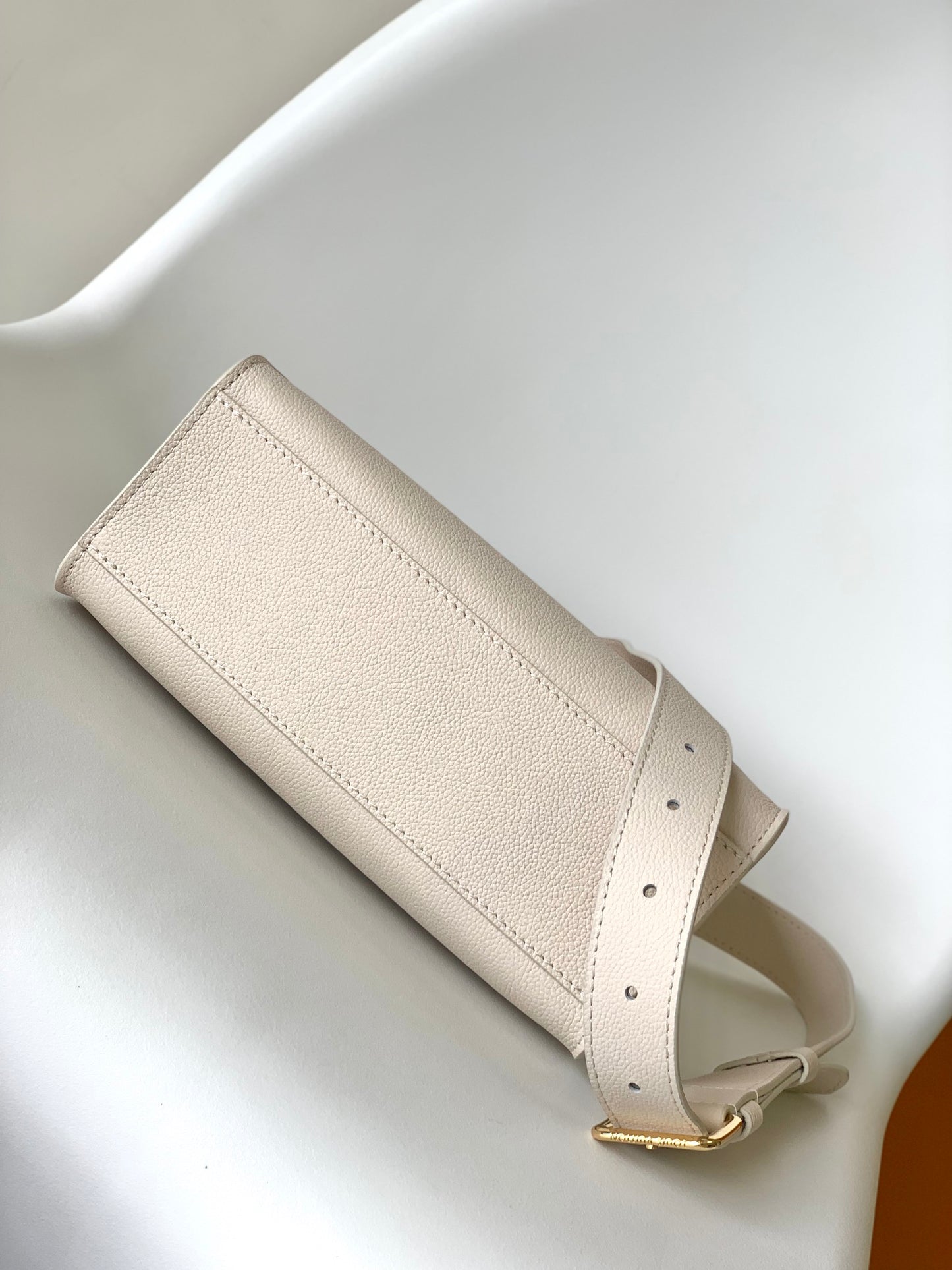 Louis Vuitton Lockme Shopper Grained Calfskin Leather Tote Bag - Beige