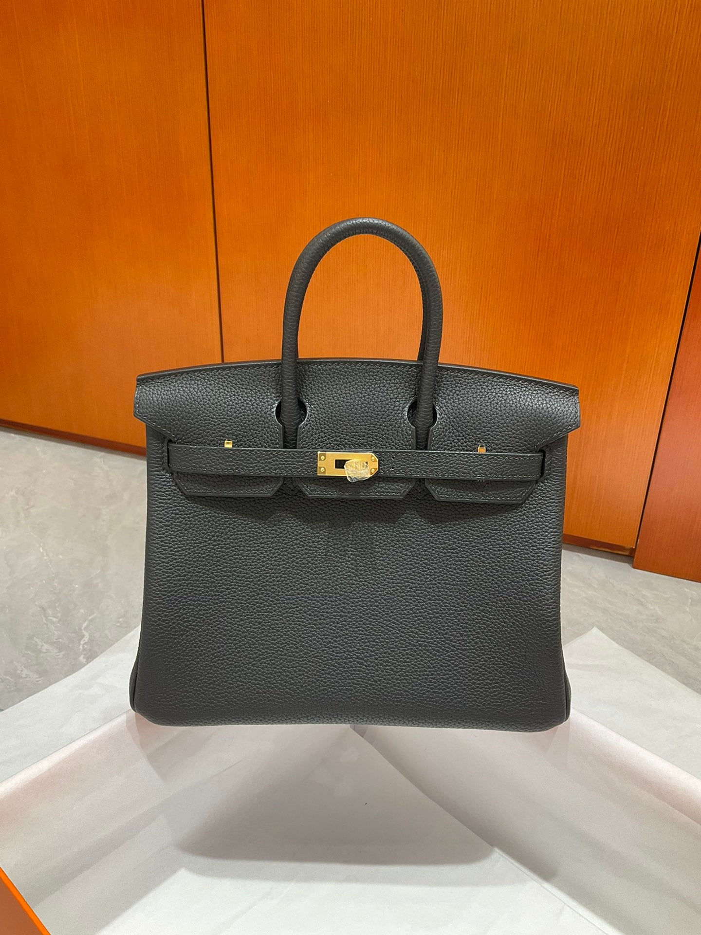 Luxury Tan Leather Top Handle Handbag - Classic Structured Satchel with Gold-Tone Hardware