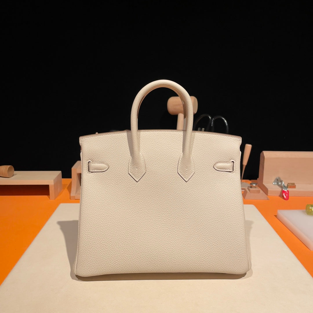 Hermès Birkin 25 Handbag in Craie Swift Leather with Palladium Hardware