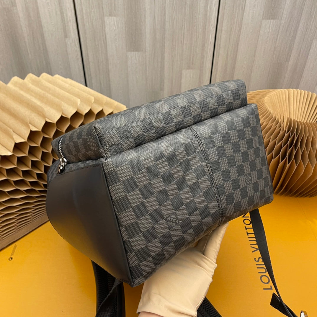 Luxury Damier Graphite Canvas Michael Backpack - Black and Grey Checkered Designer Travel Bag