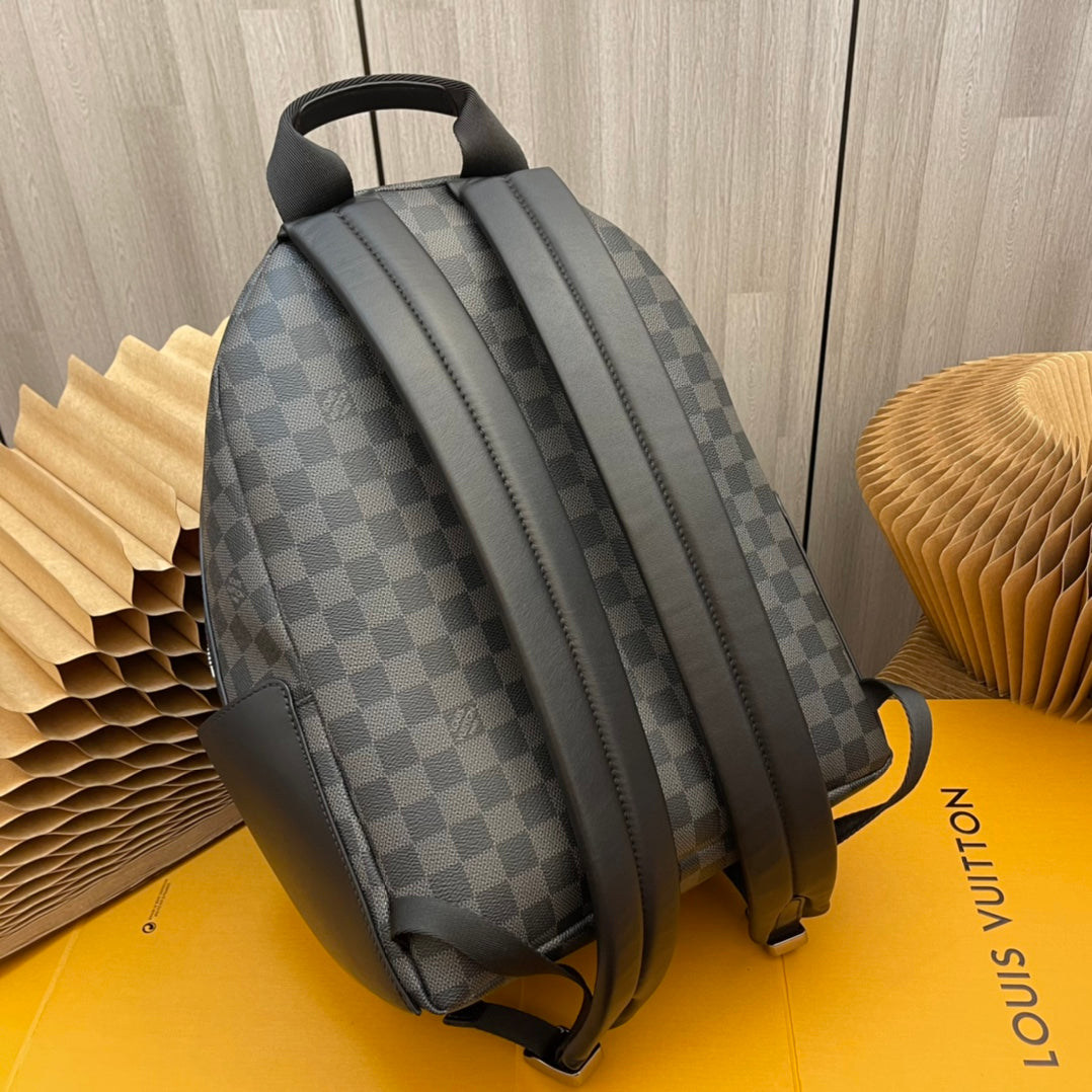 Luxury Damier Graphite Canvas Michael Backpack - Black and Grey Checkered Designer Travel Bag