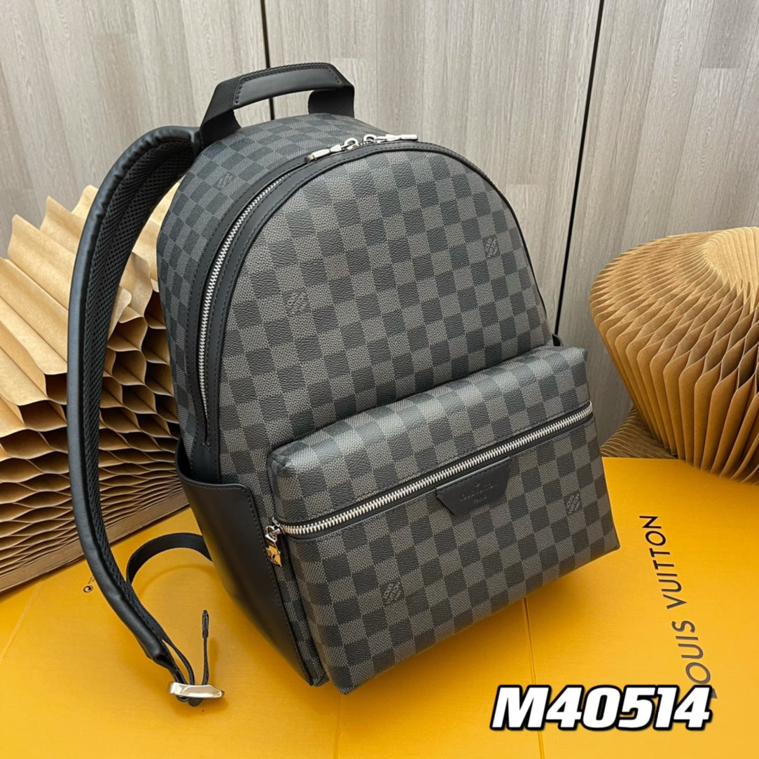 Luxury Damier Graphite Canvas Michael Backpack - Black and Grey Checkered Designer Travel Bag