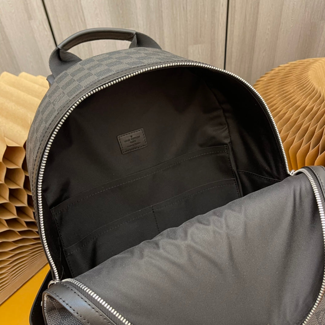 Luxury Damier Graphite Canvas Michael Backpack - Black and Grey Checkered Designer Travel Bag