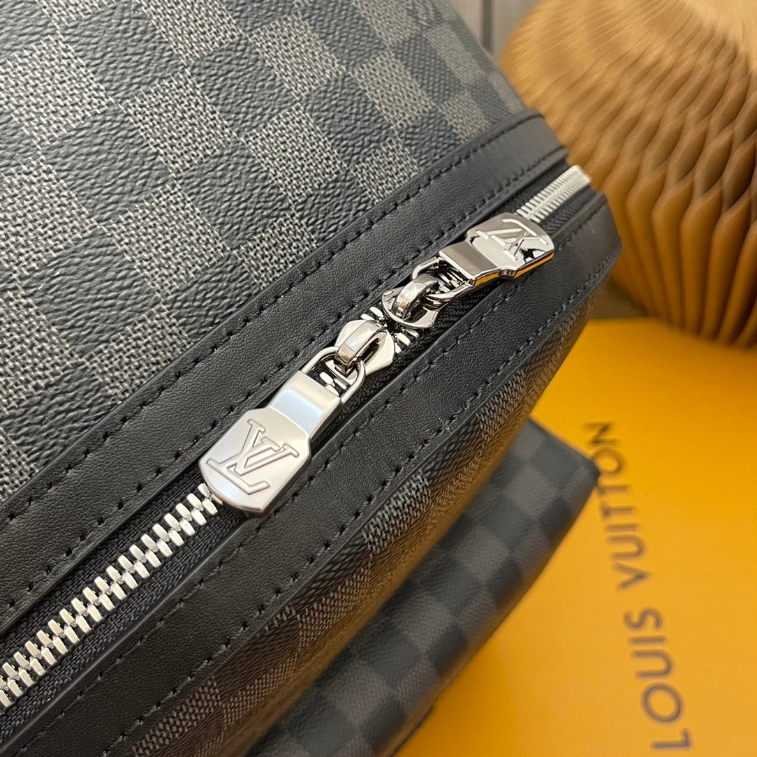 Luxury Damier Graphite Canvas Michael Backpack - Black and Grey Checkered Designer Travel Bag