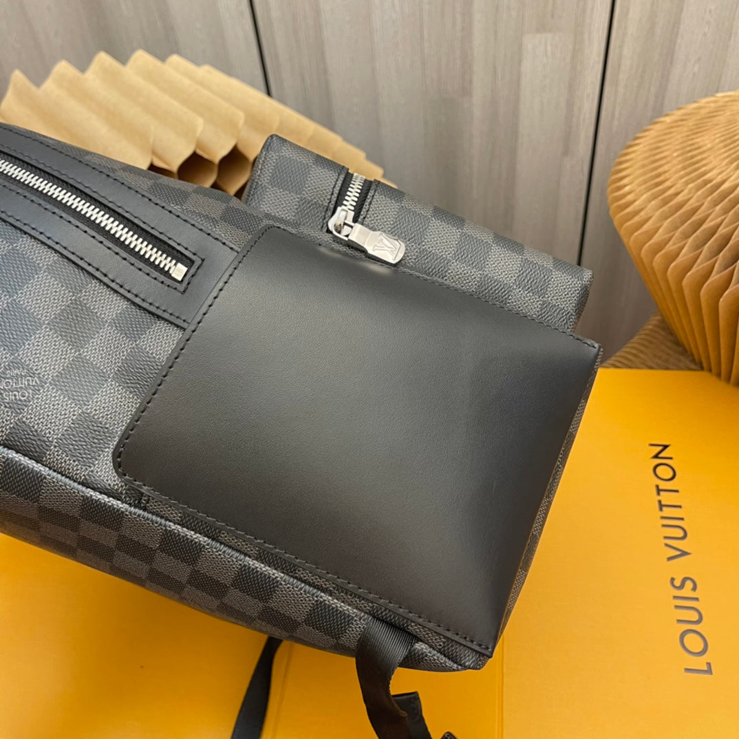 Luxury Damier Graphite Canvas Michael Backpack - Black and Grey Checkered Designer Travel Bag
