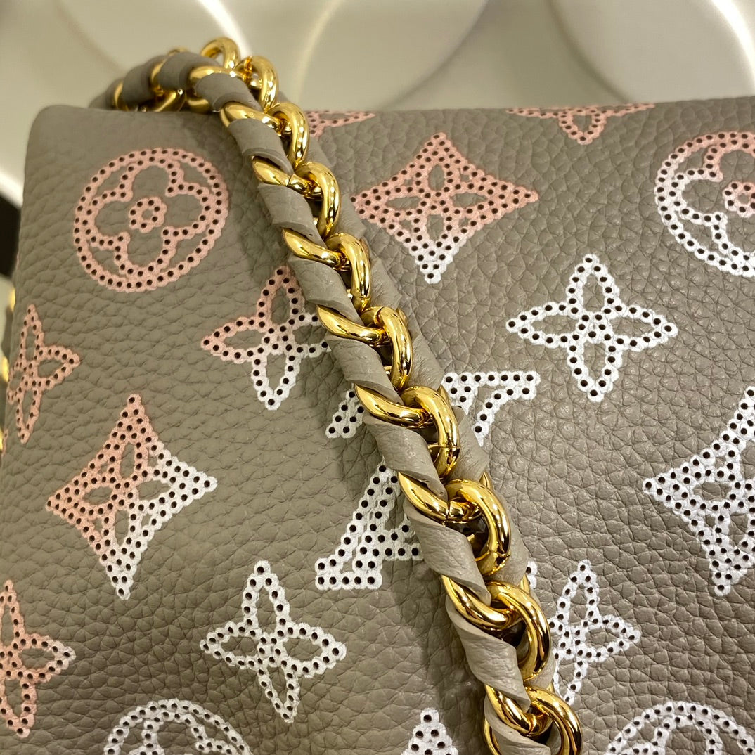 Louis Vuitton Bella Bucket Bag Mahina Calf Leather Grey Monogram