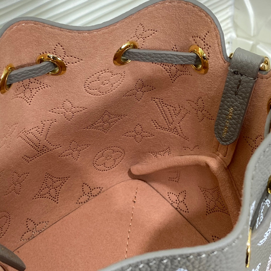 Louis Vuitton Bella Bucket Bag Mahina Calf Leather Grey Monogram
