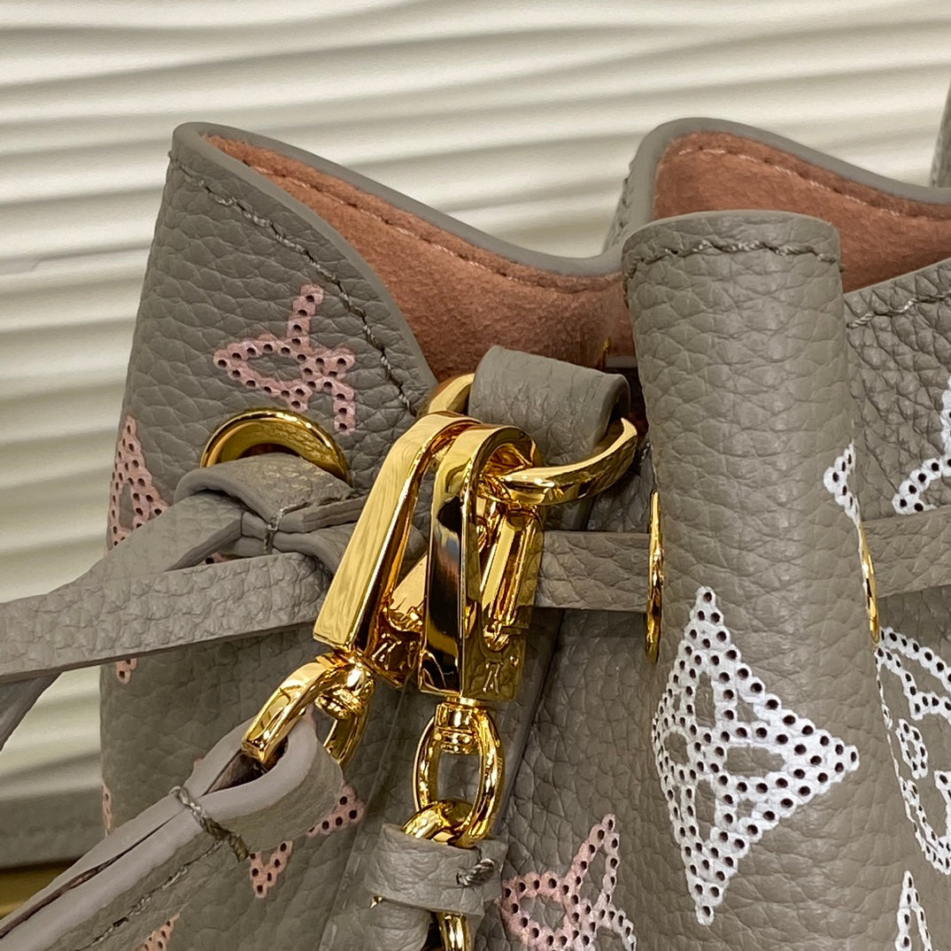 Louis Vuitton Bella Bucket Bag Mahina Calf Leather Grey Monogram