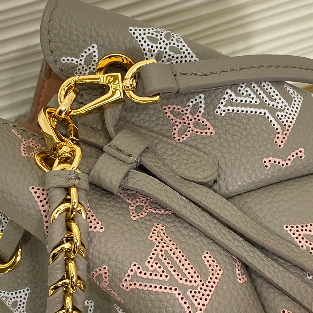 Louis Vuitton Bella Bucket Bag Mahina Calf Leather Grey Monogram