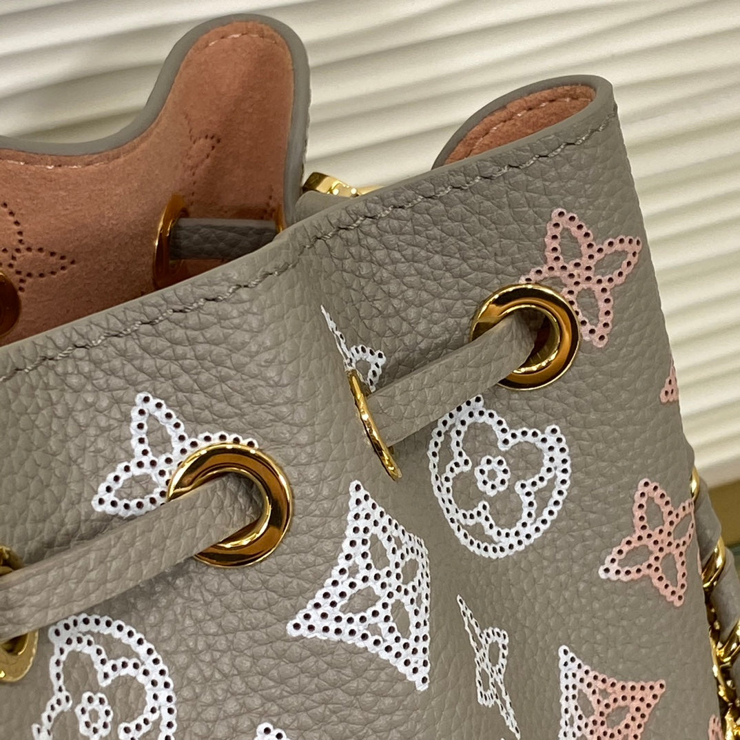Louis Vuitton Bella Bucket Bag Mahina Calf Leather Grey Monogram