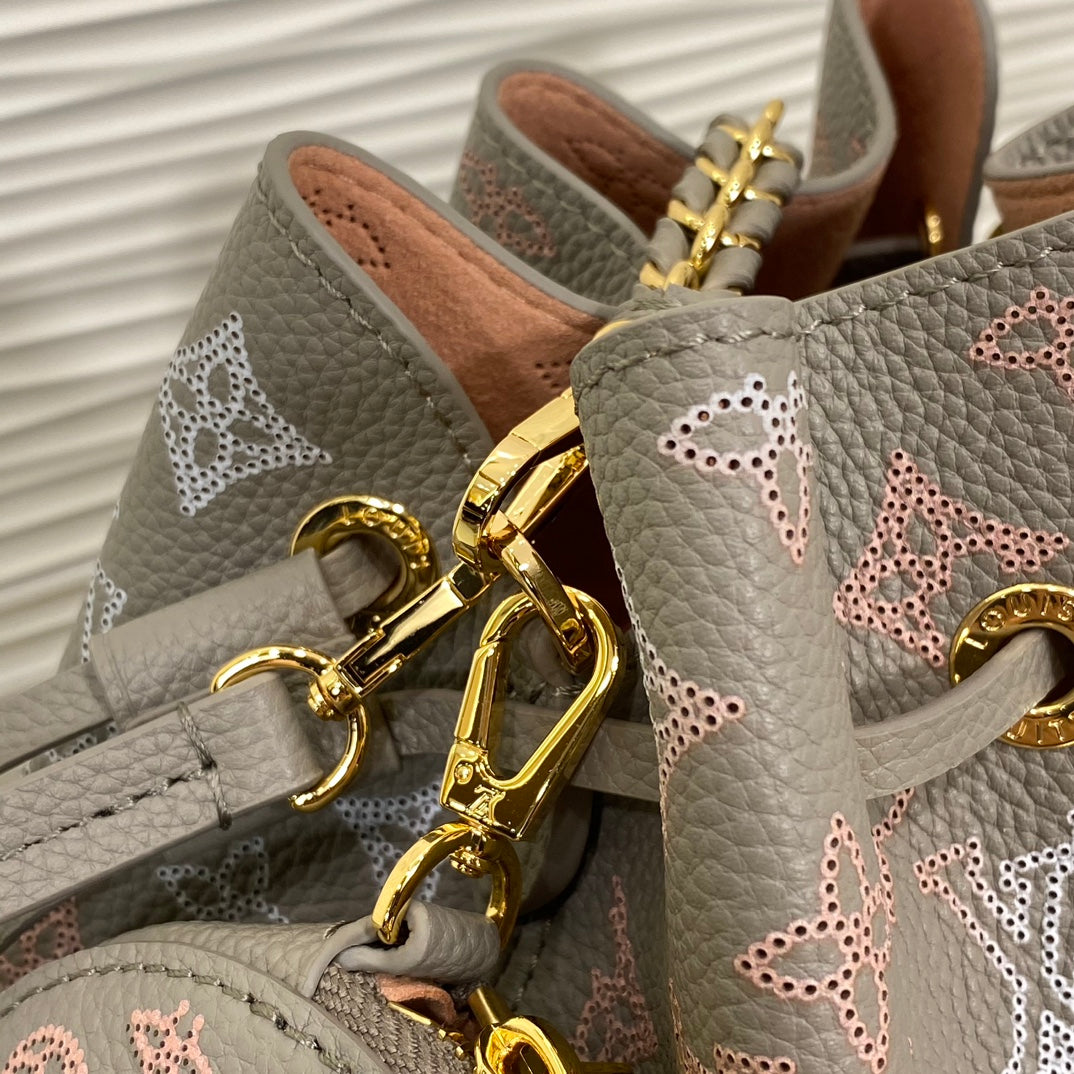 Louis Vuitton Bella Bucket Bag Mahina Leather Galet with Coin Purse