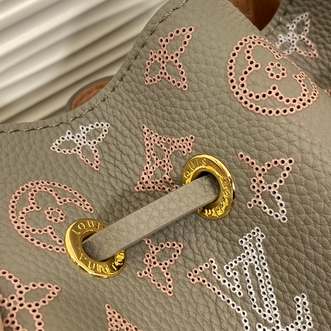 Louis Vuitton Bella Bucket Bag Mahina Leather Galet with Coin Purse
