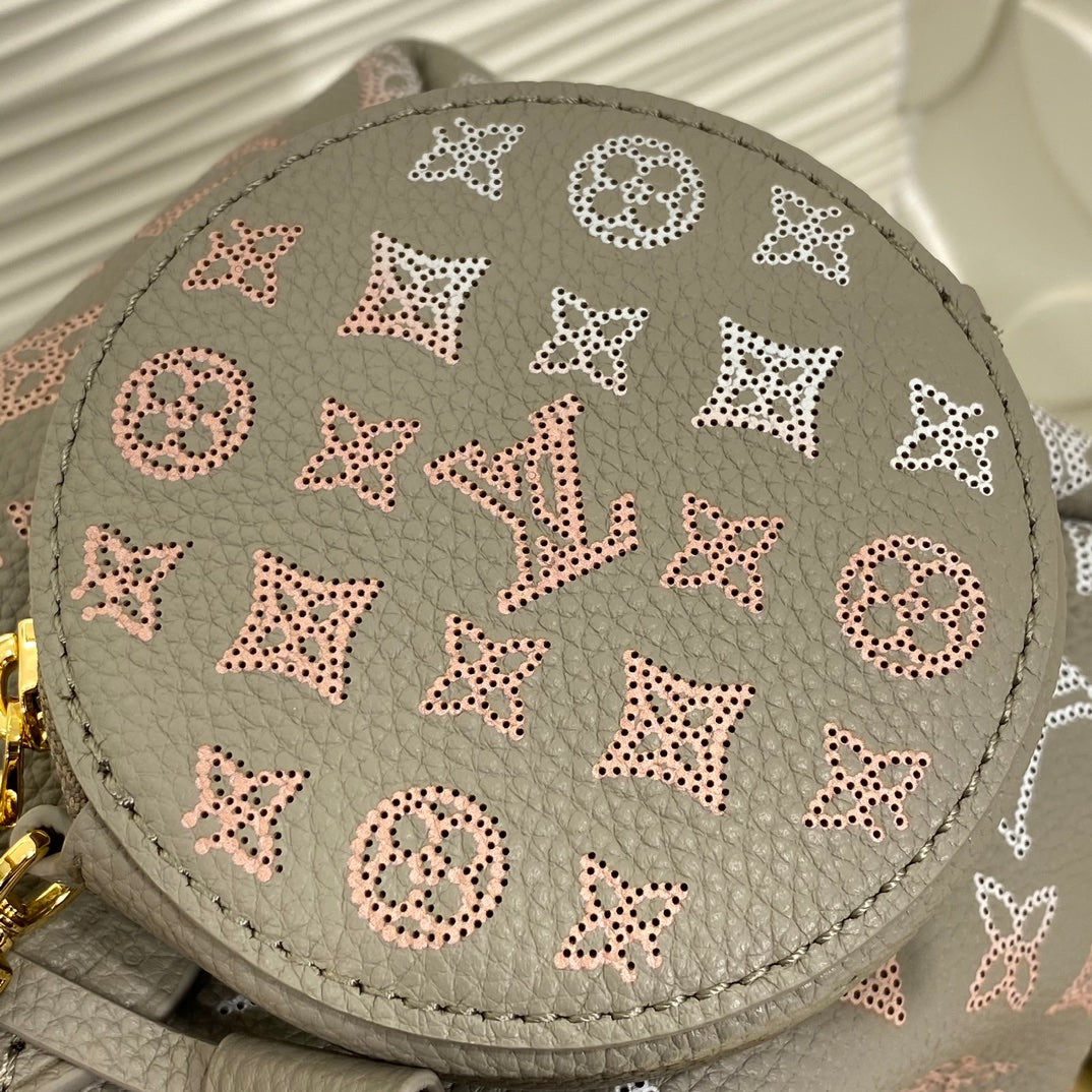 Louis Vuitton Bella Bucket Bag Mahina Leather Galet with Coin Purse