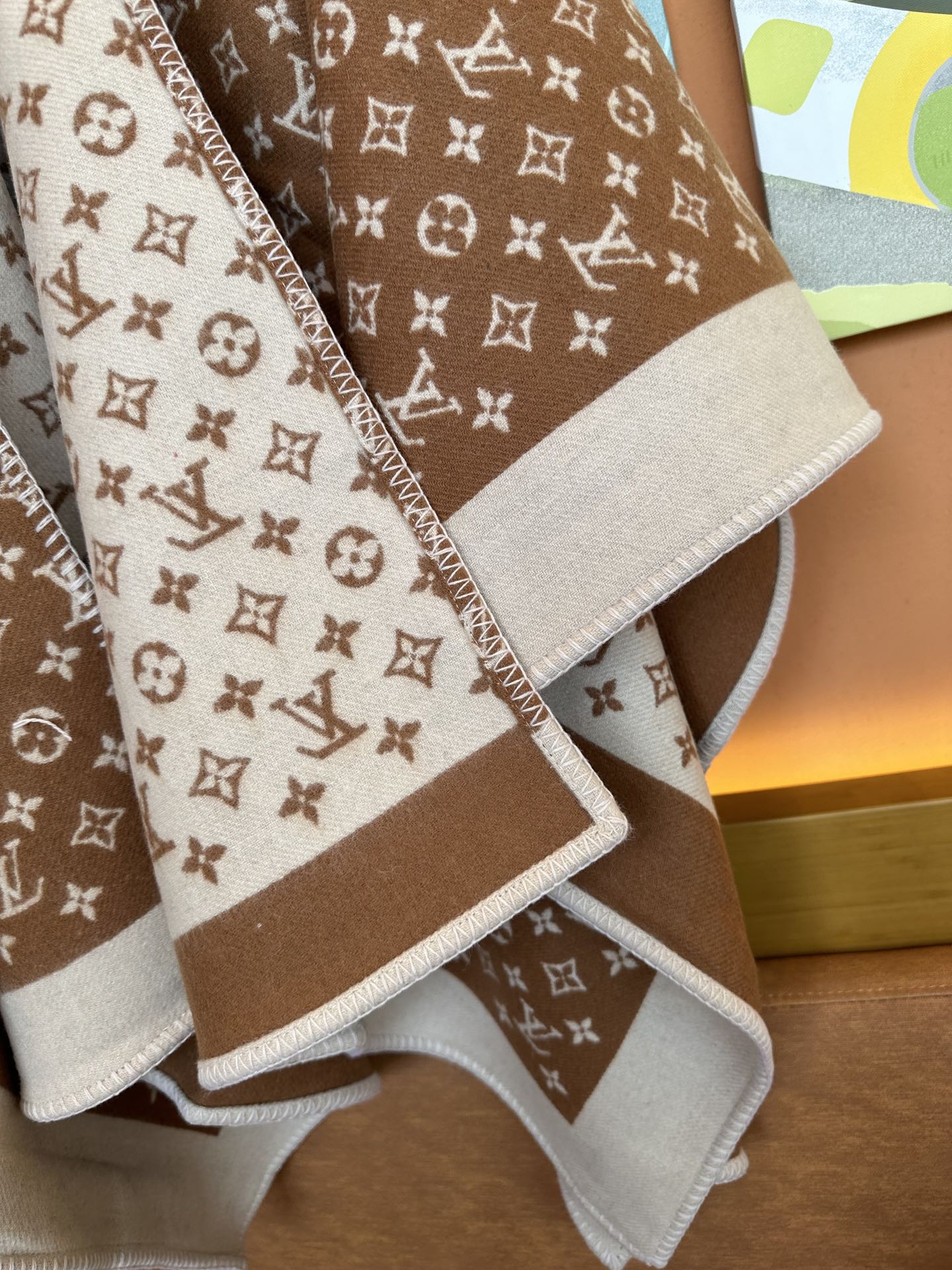 Louis Vuitton Monogram Brown and Beige Wool &amp; Cashmere Throw Blanket