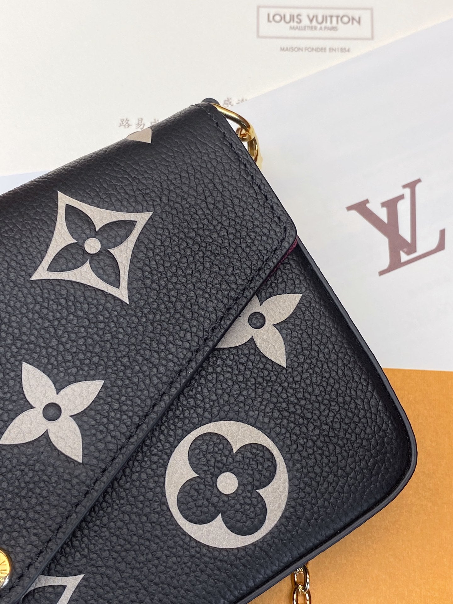 Louis Vuitton Félicie Pochette Bicolor Monogram Empreinte Leather Bag