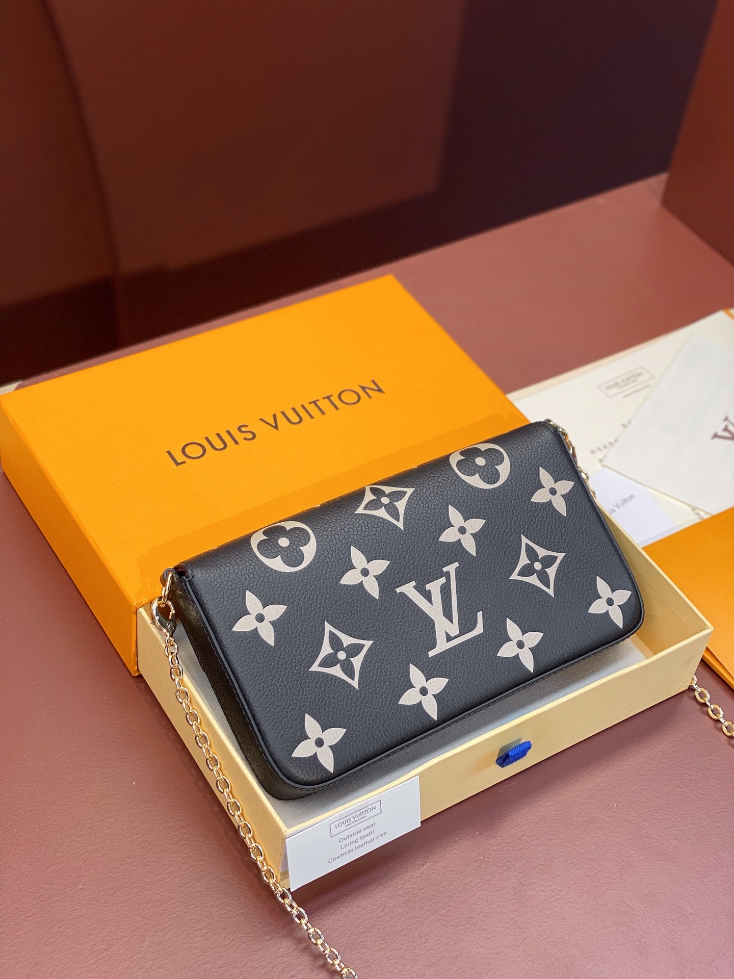 Louis Vuitton Félicie Pochette Bicolor Monogram Empreinte Leather Bag