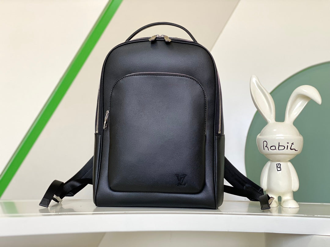 Louis Vuitton Black Leather Men's Backpack - Sleek Minimalist Designer Bag