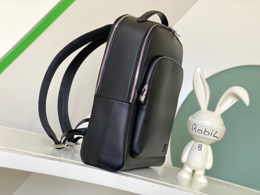 Louis Vuitton Black Leather Men's Backpack - Sleek Minimalist Designer Bag