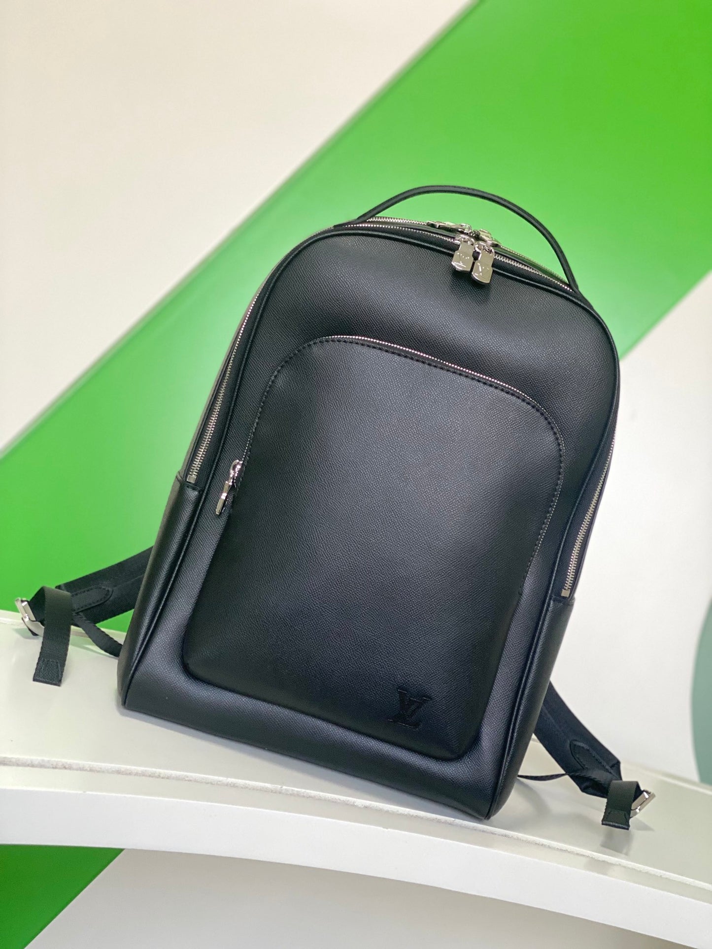 Louis Vuitton Black Leather Men's Backpack - Sleek Minimalist Designer Bag