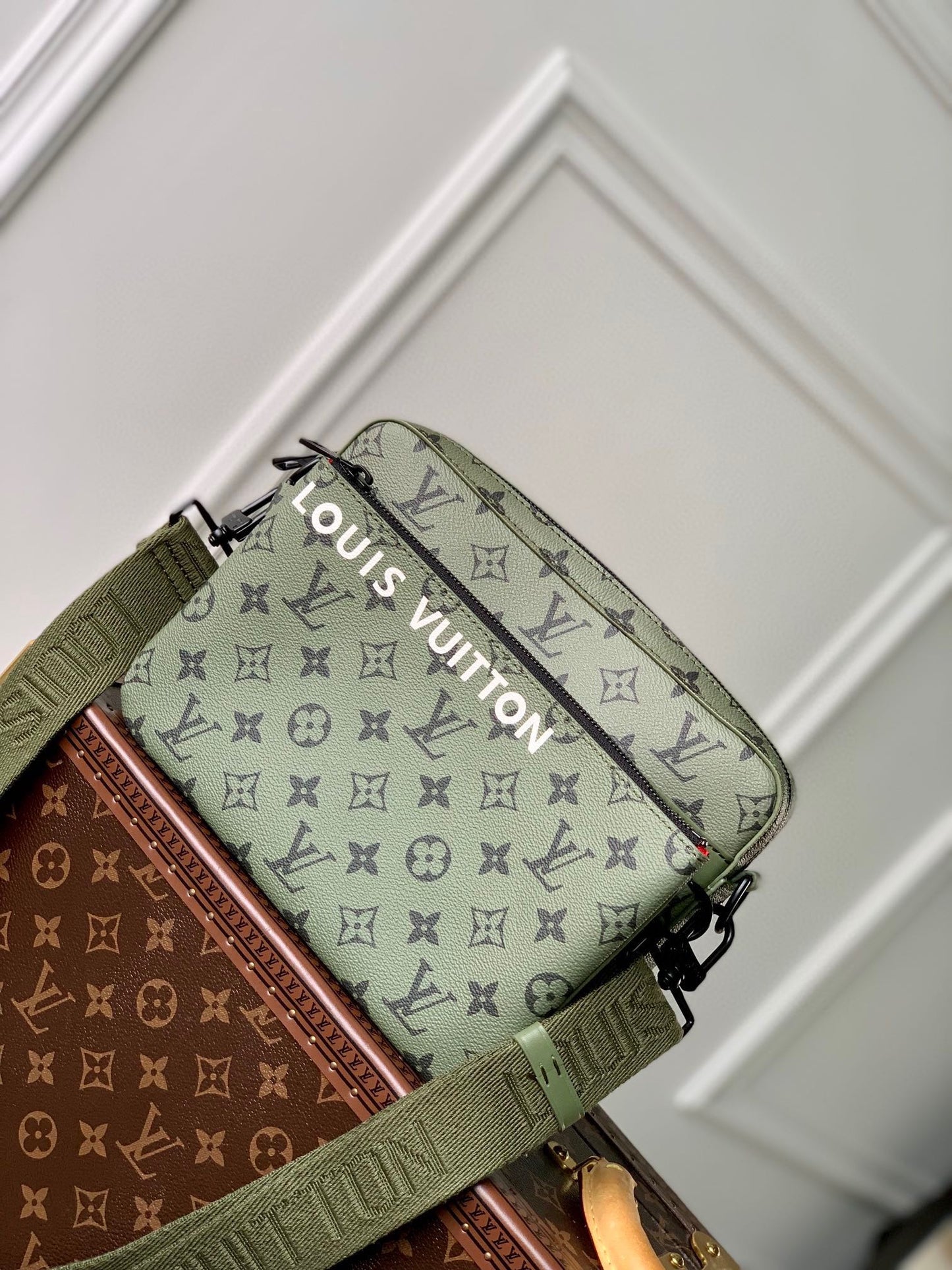 Louis Vuitton Alpha Messenger Monogram Khaki with Red Pouch Crossbody Bag