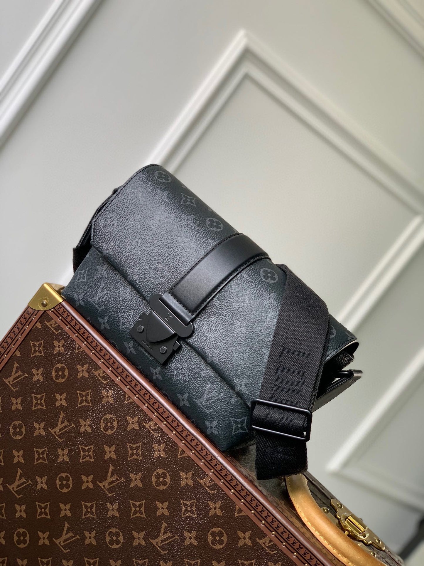 Louis Vuitton Voyager Messenger PM Monogram Eclipse Canvas Bag