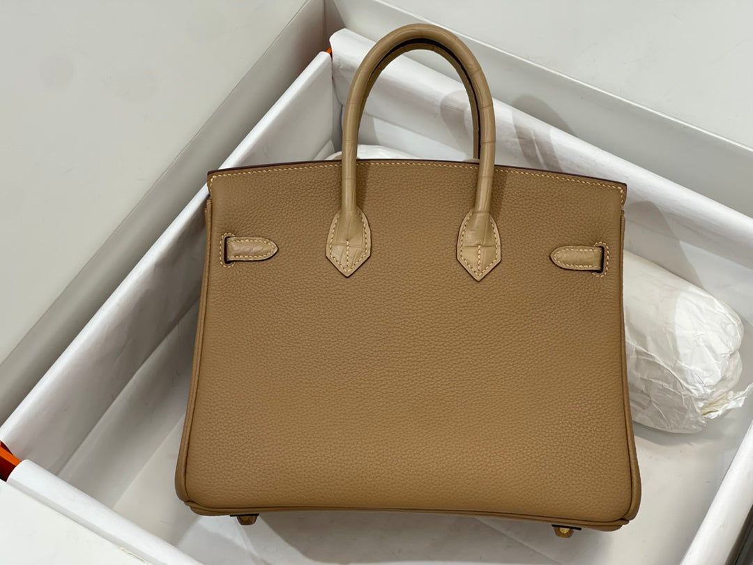 Luxury Tan Leather Top Handle Handbag - Classic Designer Style Satchel