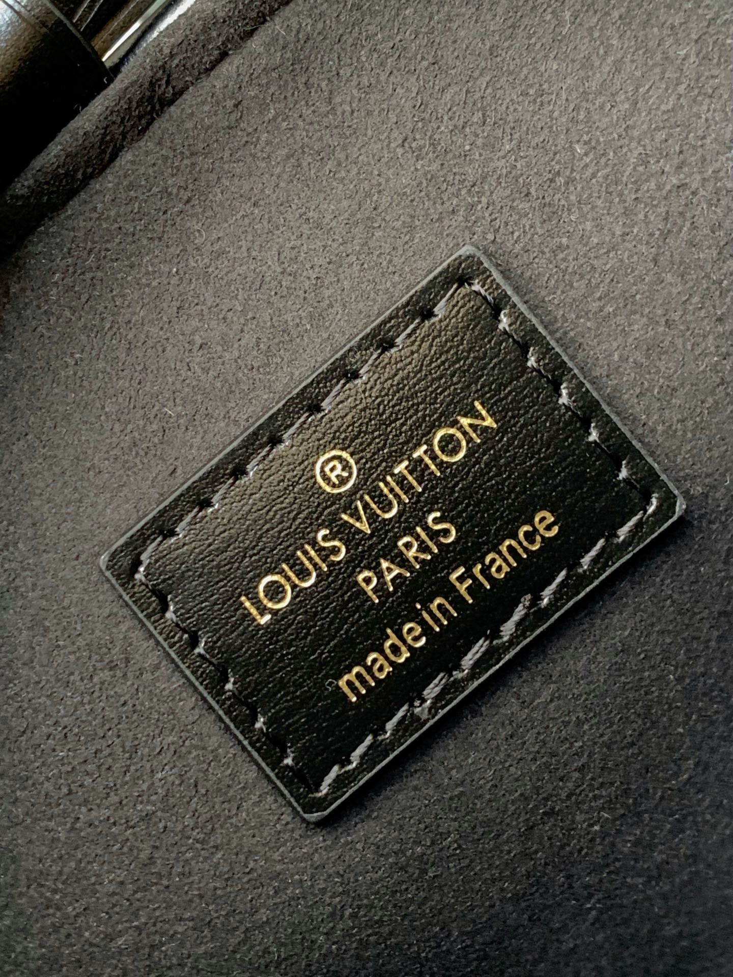 Louis Vuitton Black Leather Bucket Handbag with Gold-Tone Hardware & Chain