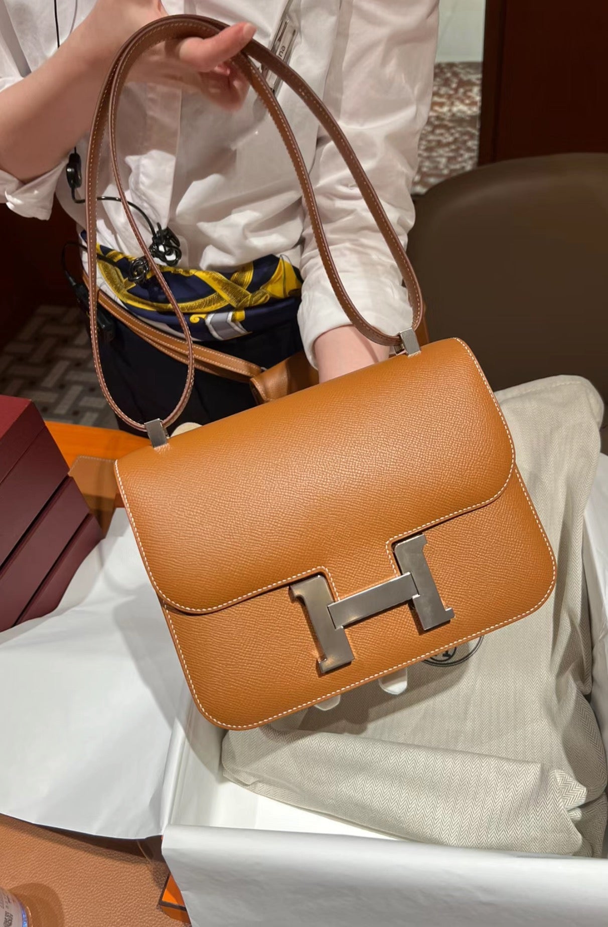 Hermès Constance 18 Mini Bag - Gold Epsom Leather with Palladium Hardware
