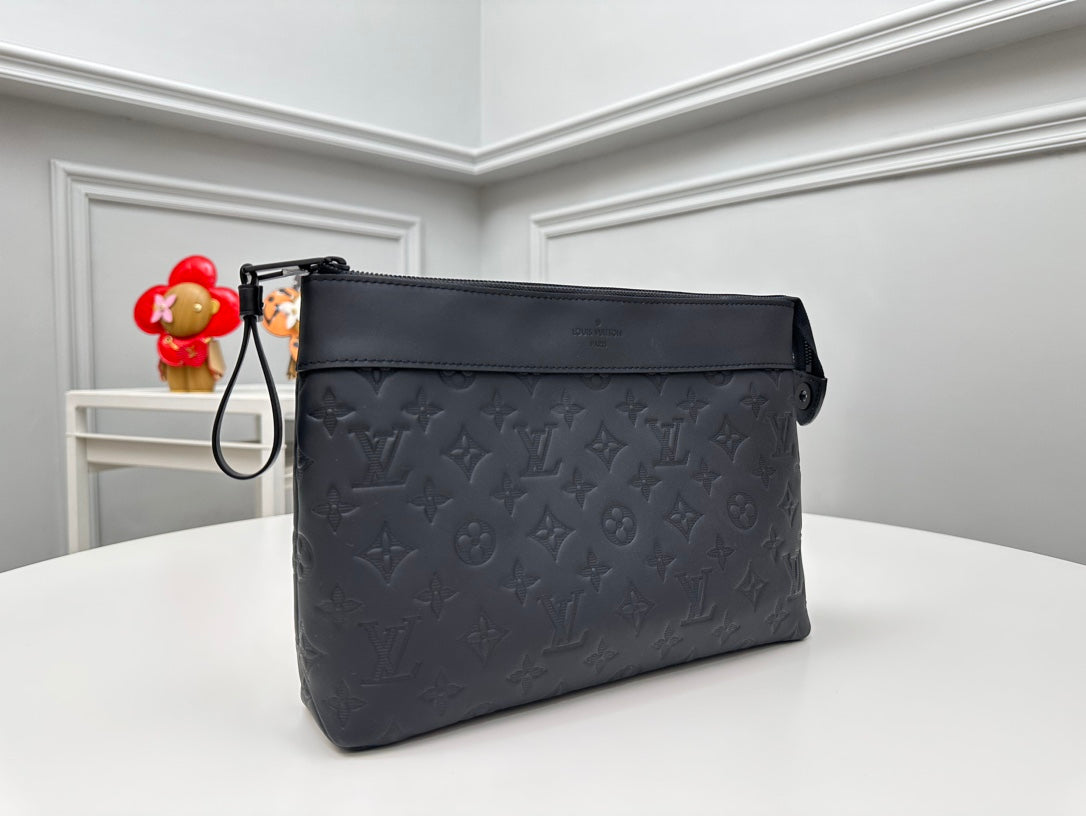 Louis Vuitton Monogram Shadow Pochette Discovery Clutch Bag - Black