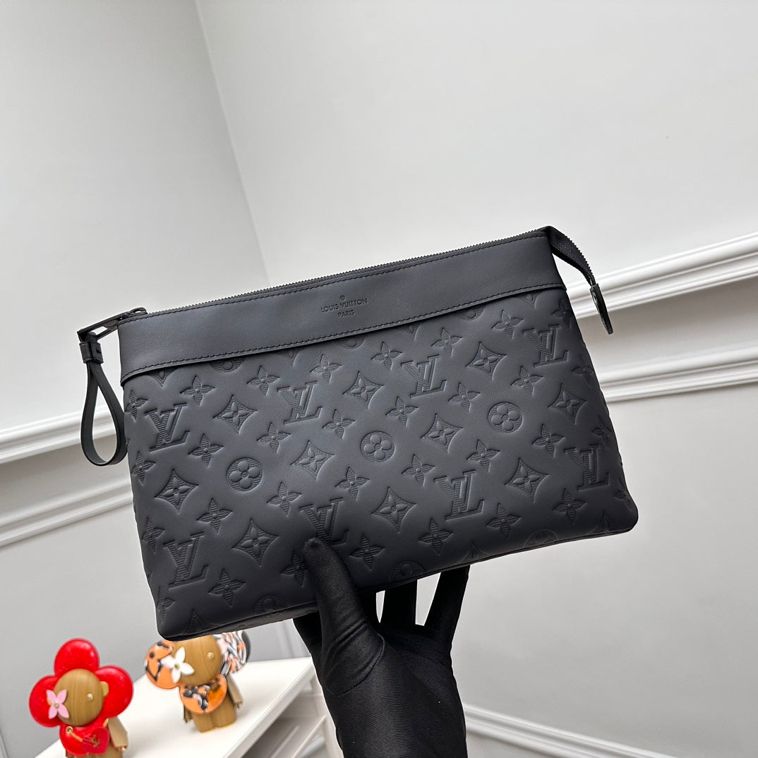 Louis Vuitton Monogram Shadow Pochette Discovery Clutch Bag - Black