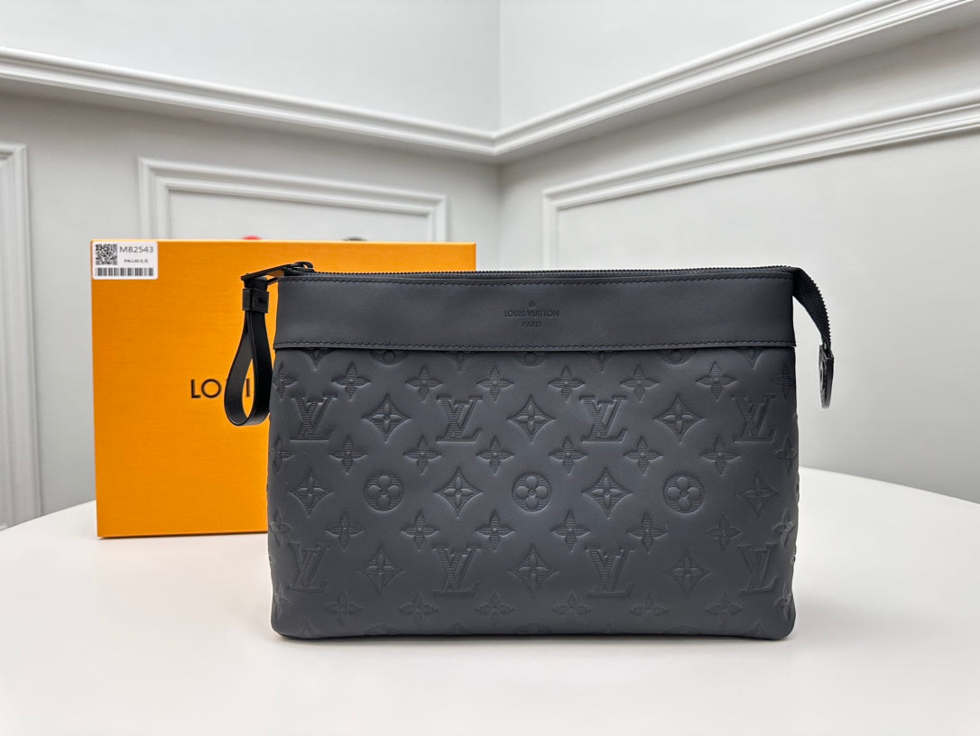 Louis Vuitton Monogram Shadow Pochette Discovery Clutch Bag - Black